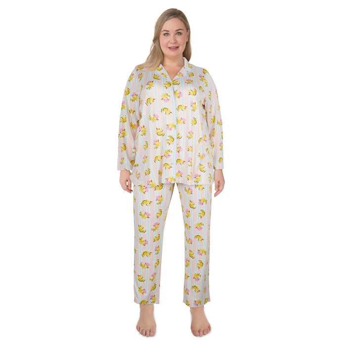 Carisma Women's Plus Long Sleeve Tailored Family PJ Set, 2-Piece