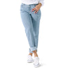 mySTYLE Women's Pretty Casual Embroidered Mom Denim Pants