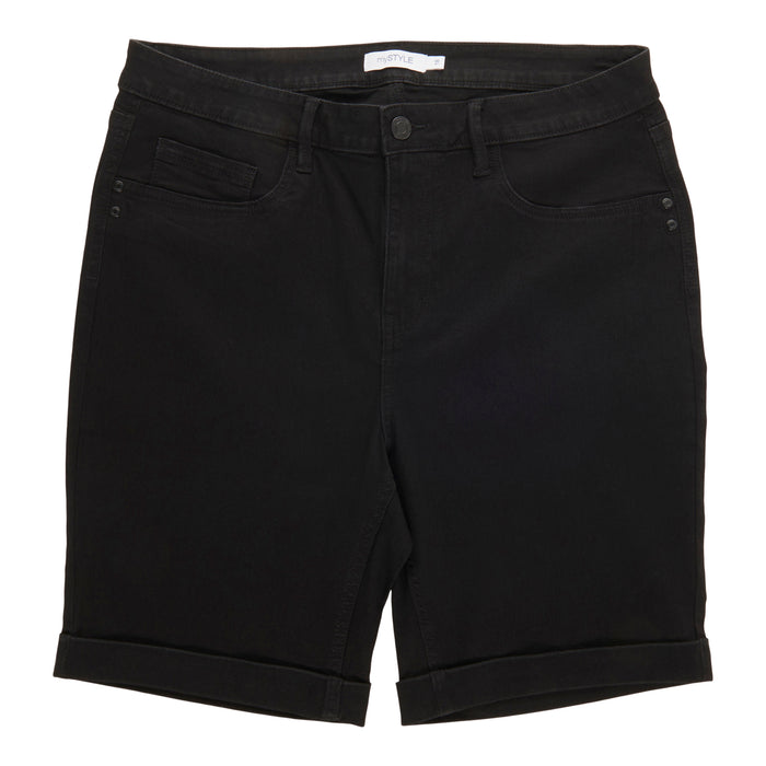 mySTYLE Women's Plus High-Rise Stretch Bermuda Shorts