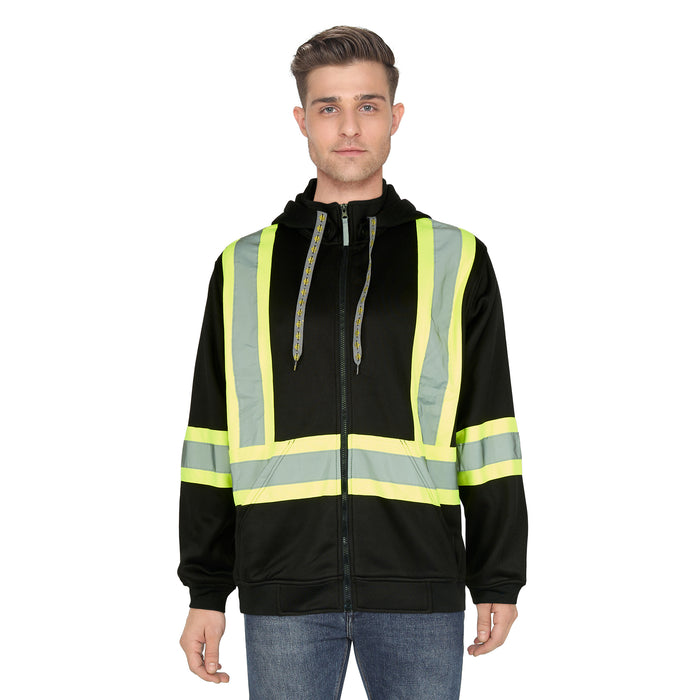 Tradesmax Pro Men's Black HIVIS Zip-Up Hoodie