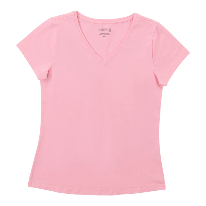 mySTYLE Women's V-Neck Stretchy Tee