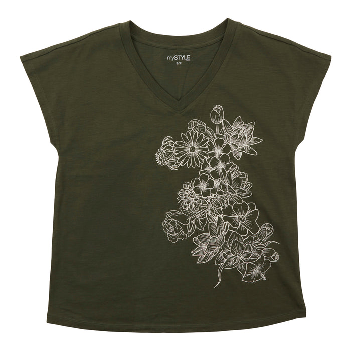 T-shirt décontracté à col en V mySTYLE pour femmes