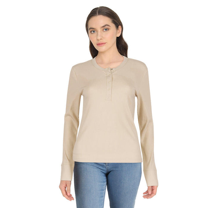 mySTYLE Women's Ribbed Henley
