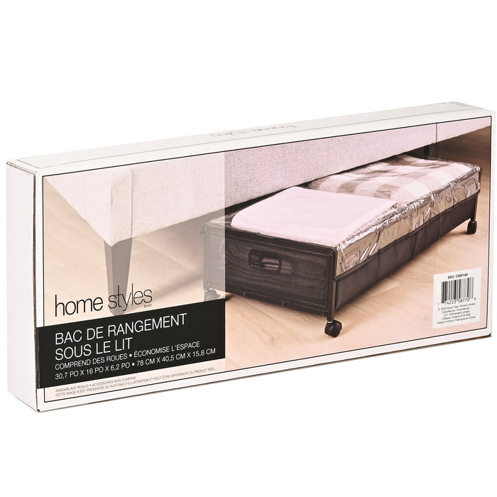 Rangement sous le lit HomeStyles, noir, 31 po x 16 po x 6 po