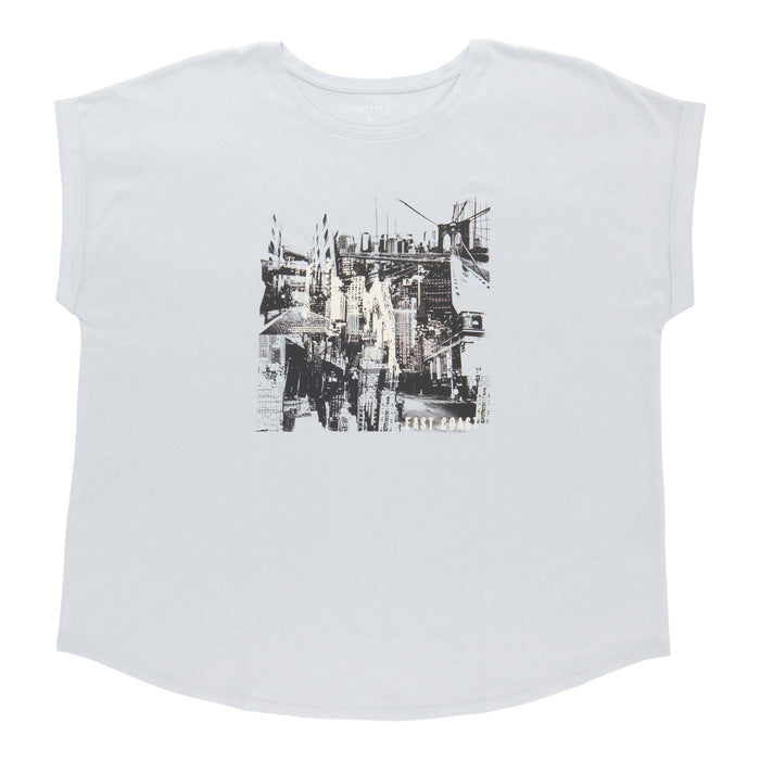 mySTYLE Women's Plus Rolled Sleeve Tee