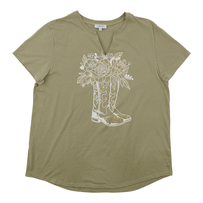 T-shirt à encolure en V taille Plus mySTYLE pour femmes