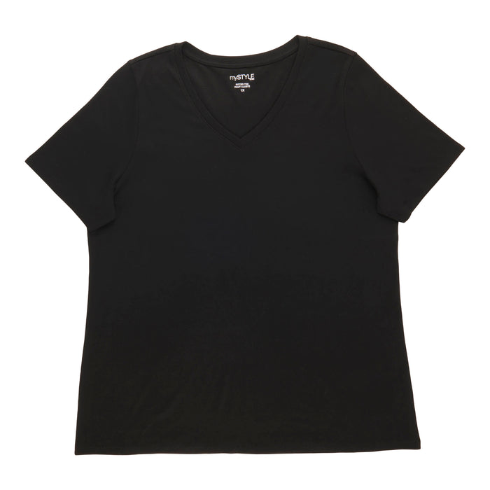 T-shirt à col en V cintré taille plus mySTYLE pour femmes