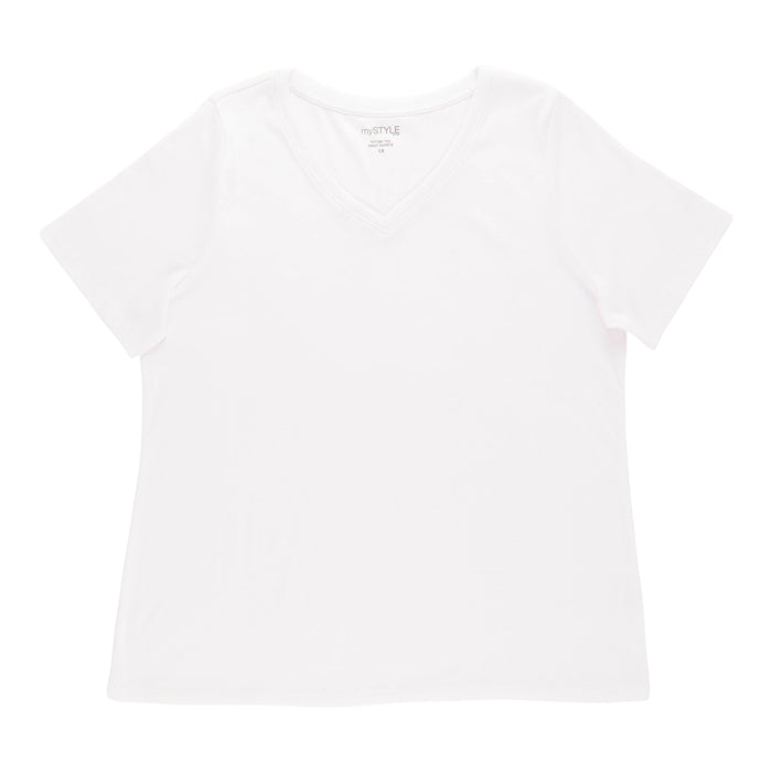 mySTYLE Women's Plus Fitted V-Neck Tee
