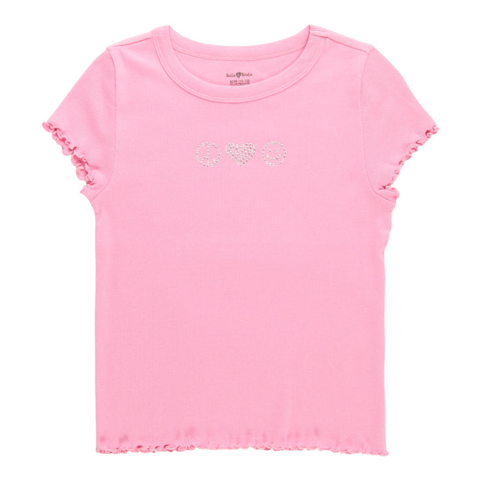 BELLA & BIRDIE Girls' Day Dreamer Short Sleeve Stud Detail T-Shirt