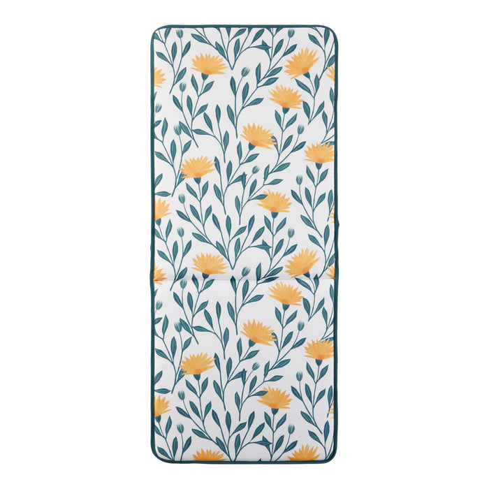 Coussin de chaise d’extérieur à haut dossier classique à motif floral, jaune, 42 po x 17,5 po
