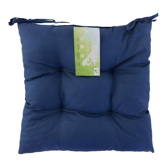 Solid Tufted Outdoor Chair Pad with Ties, 15-in x 15-in.