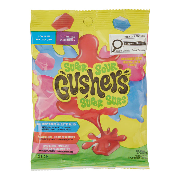 Gushers Collation à Saveur de Fruits Super Surs, 120 g