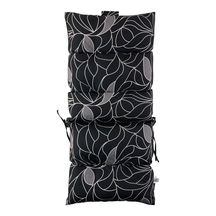 Coussin d’extérieur de luxe à haut dossier à motif tropical, noir et blanc, 44 po x 19 po