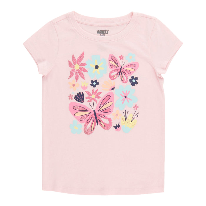 MONKEY BARS Toddler Girls' Rainbow Fun Printed Short Sleeve T-Shirt