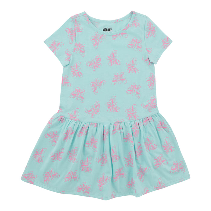 MONKEY BARS Toddler Girls' Rainbow Fun Printed Short Sleeve Dress