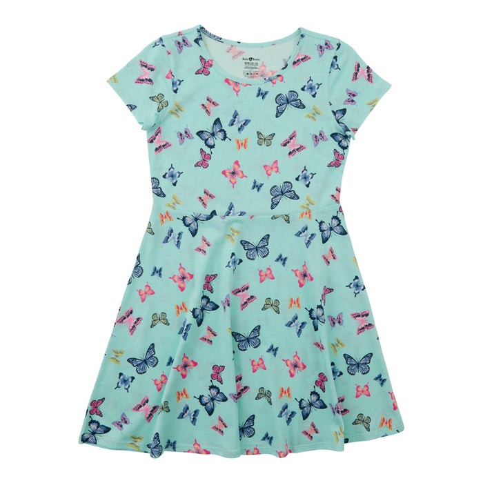 BELLA & BIRDIE Girls' Rainbow Fun Printed Short Sleeve Dress