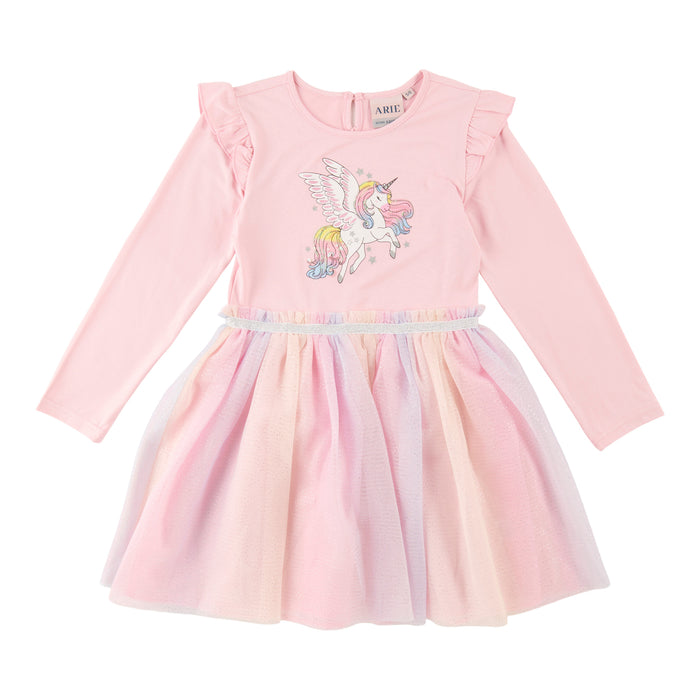 Robe imprimée à manches longues avec tutu pour toutes-petites