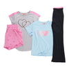 Ensemble de vêtements de sport avec haut à manches courtes pour filles, 4 pièces