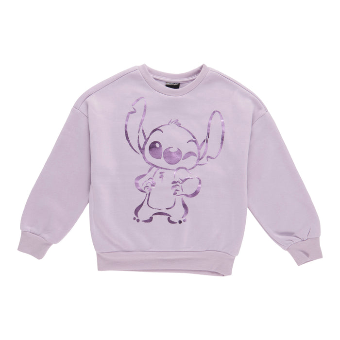 T-shirt à col rond et manches longues Lilo & Stitch sous licence pour toutes-petites