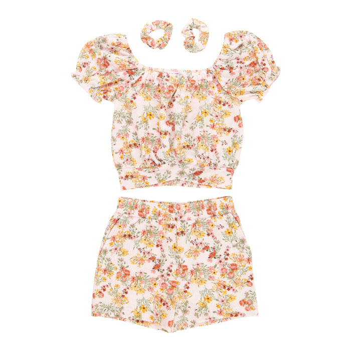 BELLA & BIRDIE Girls' Day Dreamer Top and Shorts Set, 3-Piece
