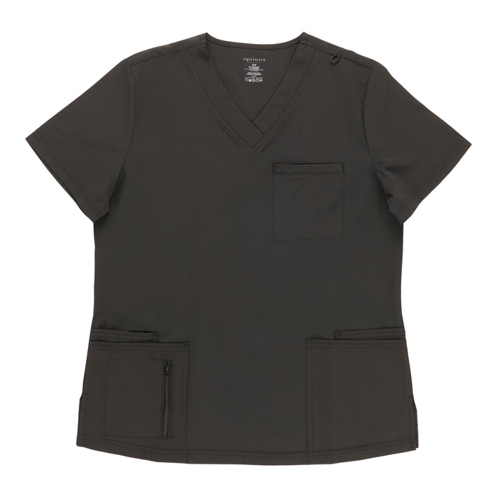 Options Women's Solid Fashion V-Neck Scrub Top