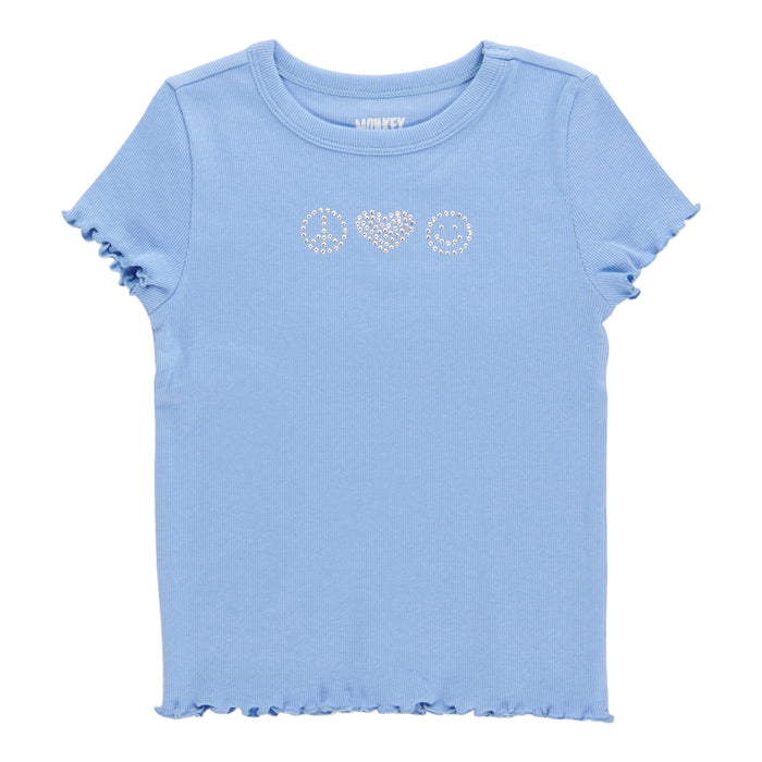 MONKEY BARS Toddler Girls' Day Dreamer Stud Detail Ribbed Top