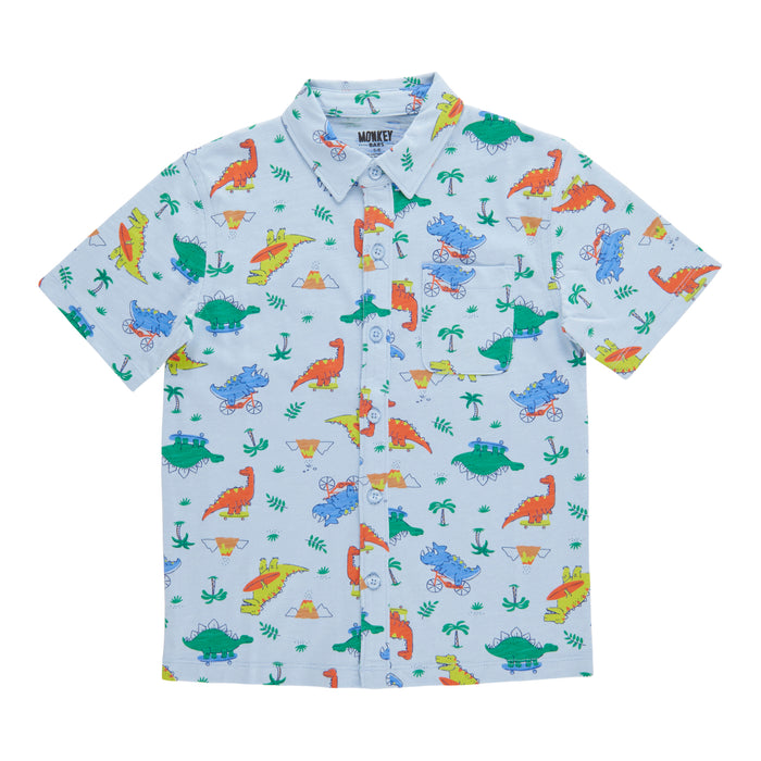 Chemise imprimée en tricot à manches courtes Vagues fraîches MONKEY BARS pour tout-petits