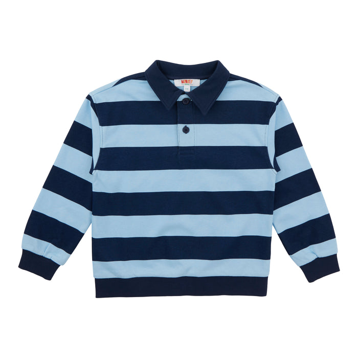MONKEY BARS Toddler Boys' Cool Waves Striped Polo Long Sleeve Shirt