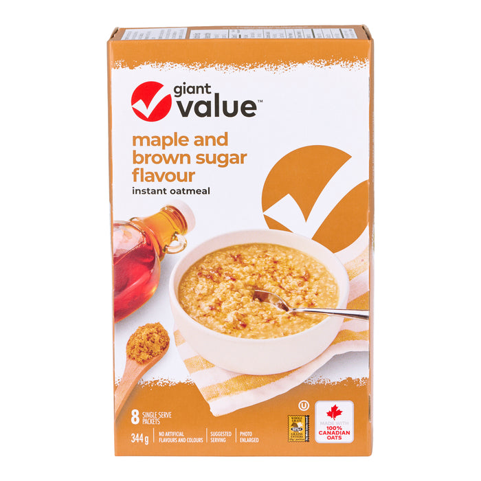 Gruau instantané à l’érable et à la cassonade Giant Value, emb. de 8