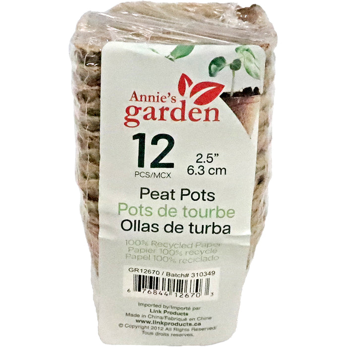Annie's Garden Paper Peat Pots, 12 Pack
