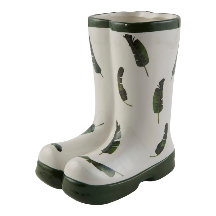 HomeStyles Ceramic Rain Boot Planter, 4.9-in x 7.5-in x 9.1-in.
