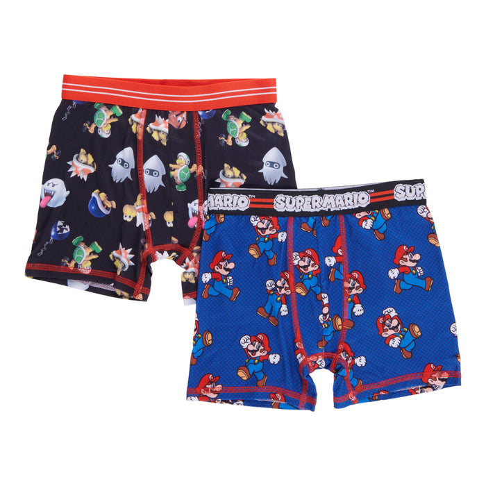 Boys' Licensed Super Mario Printed Boxer Briefs, 2-Pack