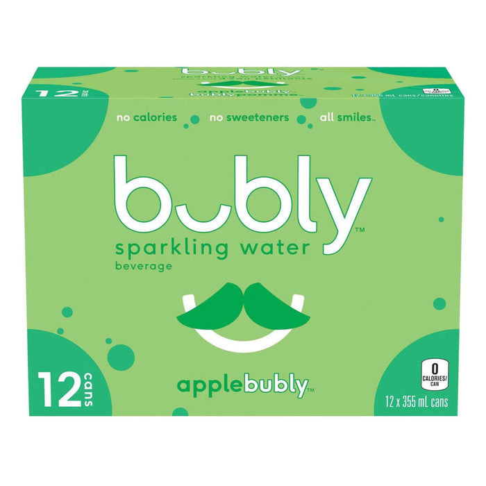 Bubly Sparkling Water Beverage Apple, 12-Pack, 355 ml