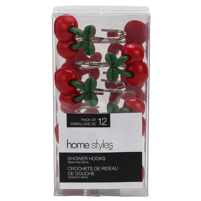Crochets de rideau de douche sur thème de la floraison, emb. de 12