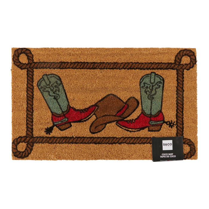 Paillasson en fibre de coco à motif western, 18 po x 30 po