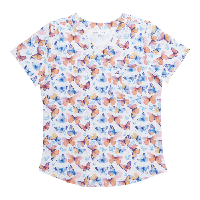 Options Women's Printed V-Neck Scrub Top