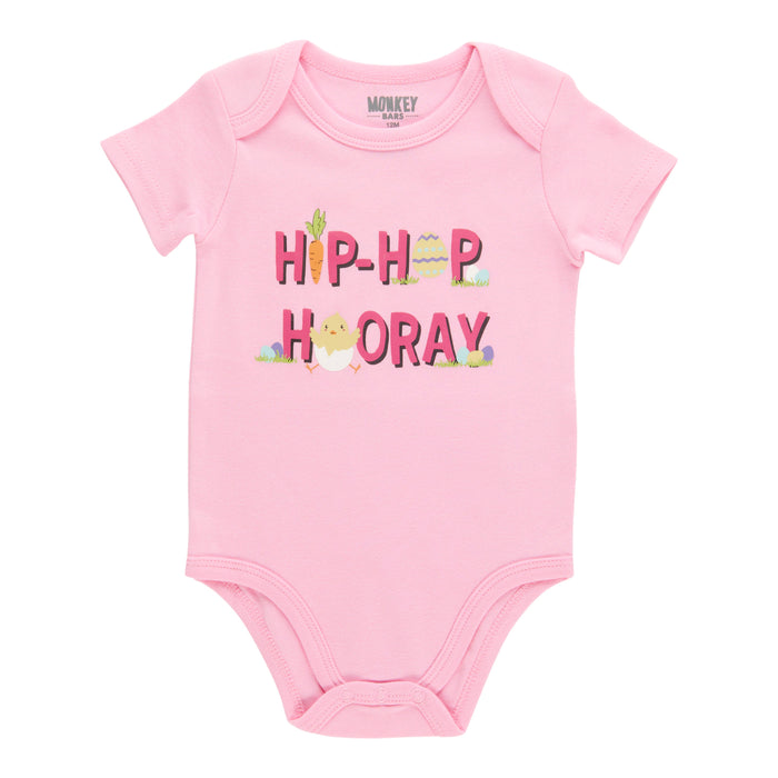 MONKEY BARS Infant Girls' Novelty Printed Short Sleeve Onesie, 0-24 Month