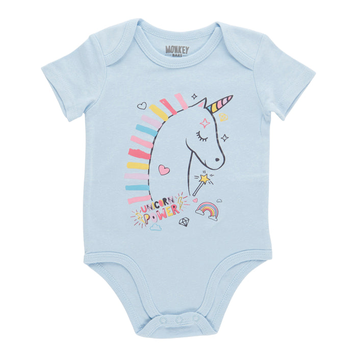 MONKEY BARS Infant Girls' Rainbow Fun Printed Short Sleeve Onesie, 0-24 Month