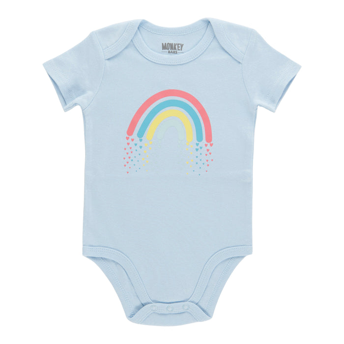 MONKEY BARS Infant Girls' Rainbow Fun Short Sleeve Printed Onesie, 0-24 Month