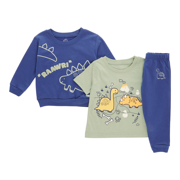 Ensemble en jersey bouclette imprimé pour bébés garçons, 3 pièces, 12-24 mois