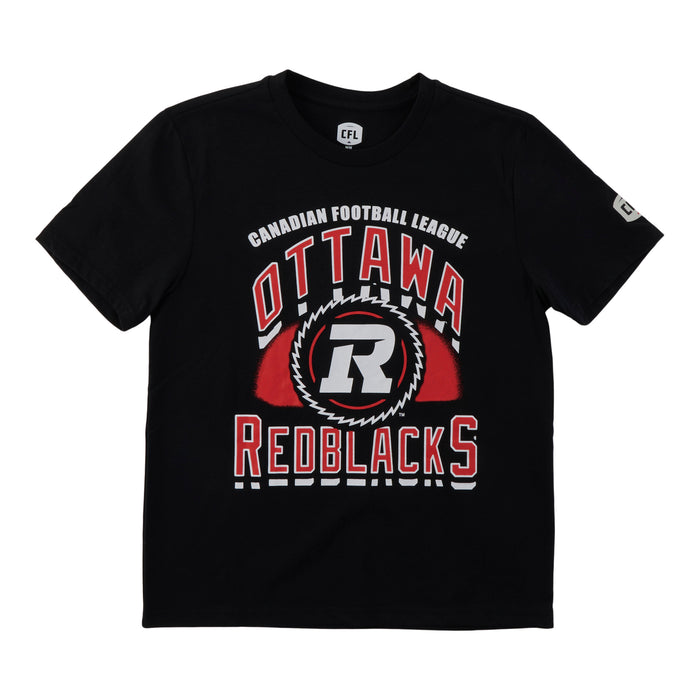 T-shirt à manches courtes de la LCF pour garçons, Rouge et Noir d’Ottawa