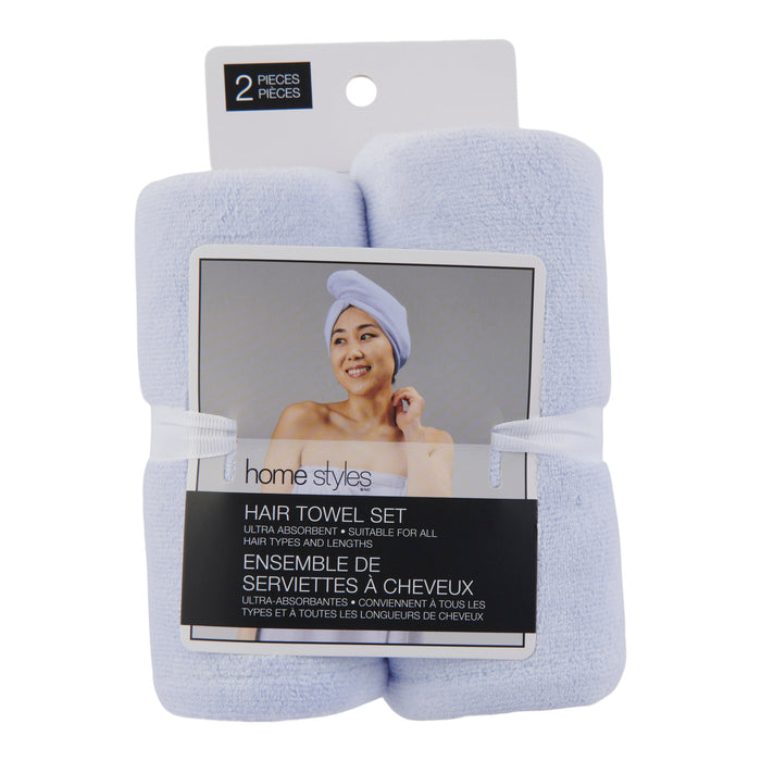 Serviettes pour cheveux de couleur unie HomeStyles, emb. de 2