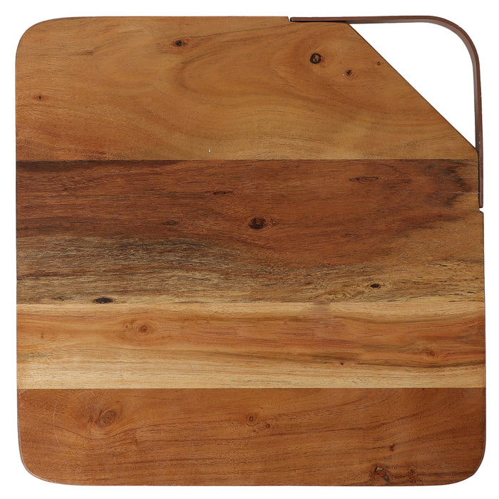 Metal Handle Chopping Board, 14.5-in x 14.5-in x 0.65-in.