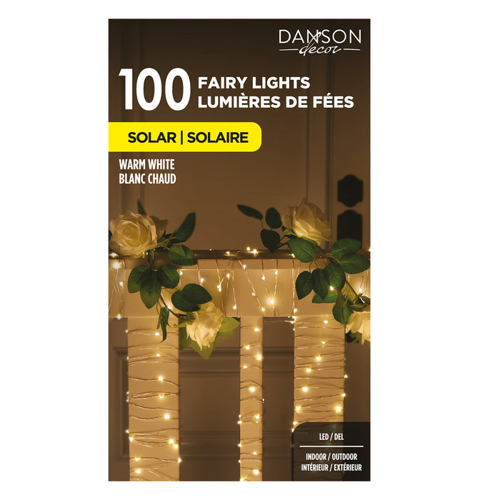 Guirlande de 100 mini-ampoules à DEL à énergie solaire Danson Décor, blanc chaud, 39 pi