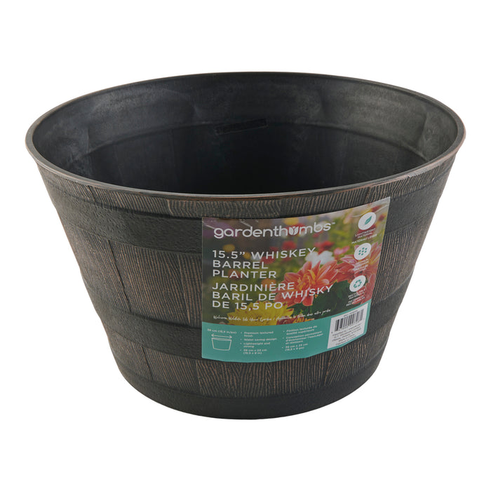 Whiskey Barrel Planter, 15.5-in x 9-in.