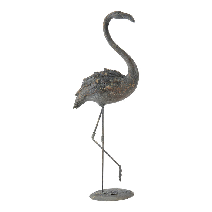 Antique Flamingo, 6.7-in x 3.5-in x 15.4-in.