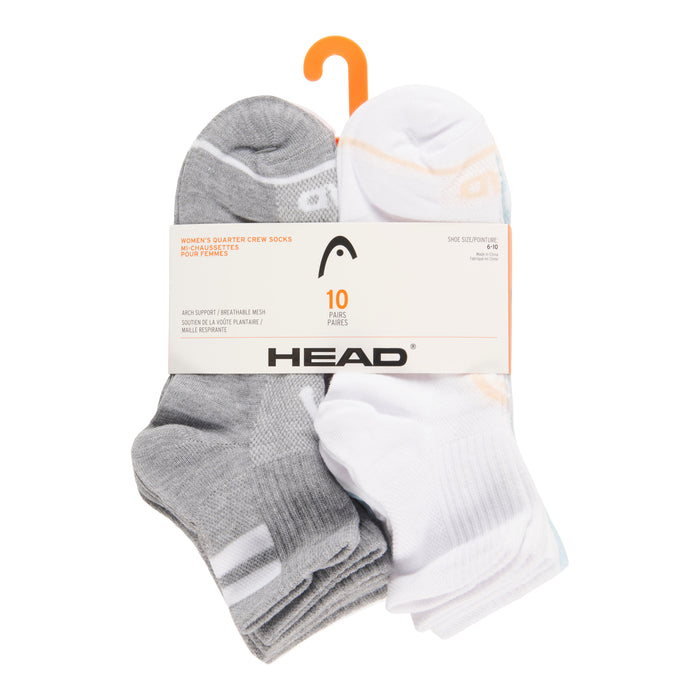Head Women's Quarter Crew Socks, 10-Pack