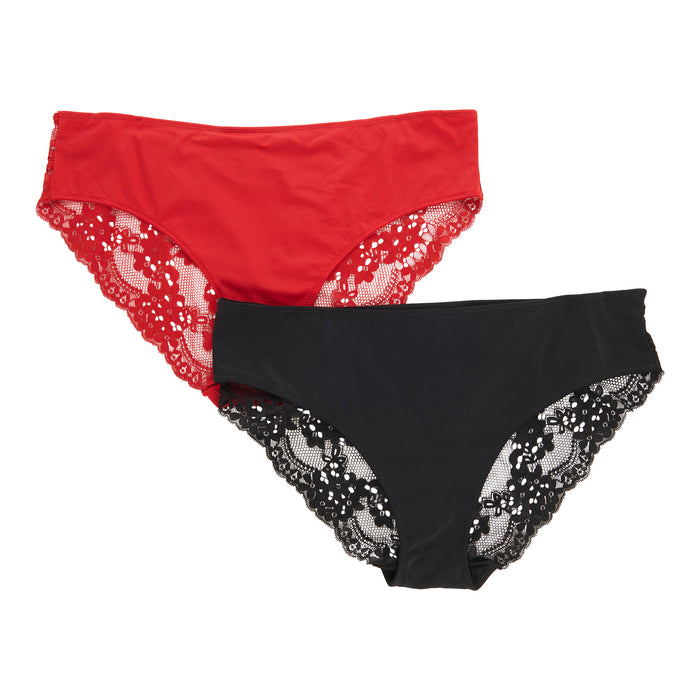 Carisma Women's Plus Lace Bikini Underwear, 2-Pack