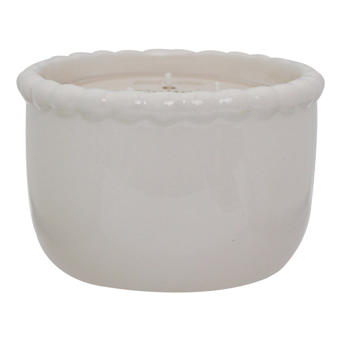 HomeStyles 3-Wick Bead Edge Candle, Cotton, 12-oz.