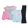 Ensemble de vêtements de sport avec haut à manches courtes pour toutes-petites, 4 pièces